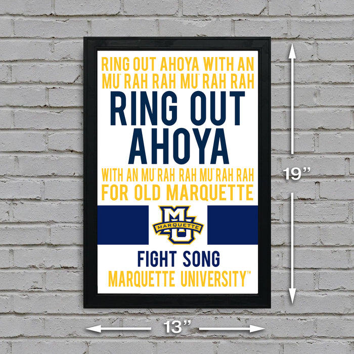 Limited Edition Marquette Fight Song Poster Art Print - Gifts for Marquette Fans - 13x19"