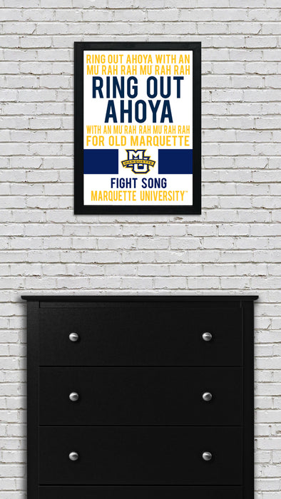 Limited Edition Marquette Fight Song Poster Art Print - Gifts for Marquette Fans - 13x19"