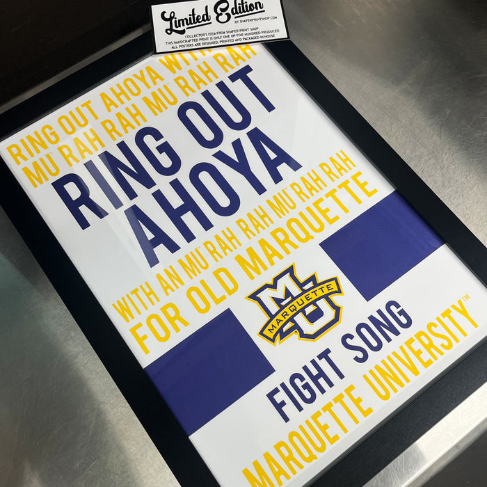 Limited Edition Marquette Fight Song Poster Art Print - Gifts for Marquette Fans - 13x19"