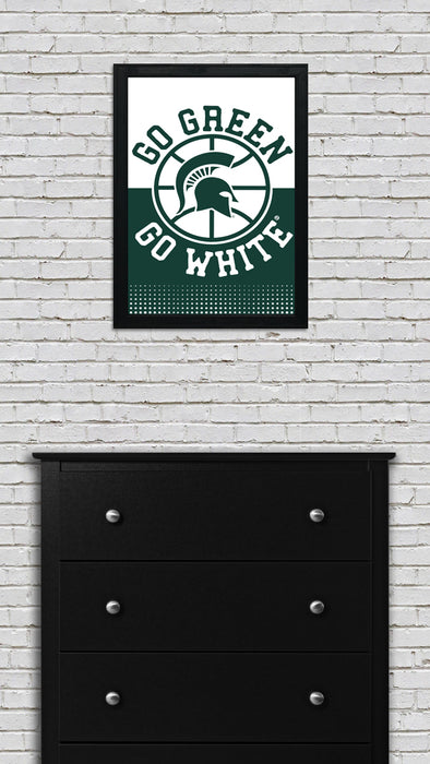 Limited Edition Michigan State Go Green Go White Basketball Poster Art Print - Gifts for Mich State Spartans Fans - 13x19"