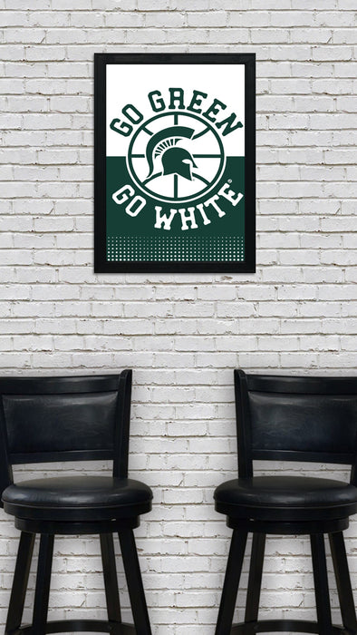 Limited Edition Michigan State Go Green Go White Basketball Poster Art Print - Gifts for Mich State Spartans Fans - 13x19"