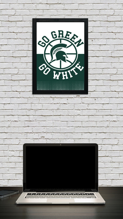 Limited Edition Michigan State Go Green Go White Basketball Poster Art Print - Gifts for Mich State Spartans Fans - 13x19"