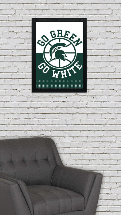 Limited Edition Michigan State Go Green Go White Basketball Poster Art Print - Gifts for Mich State Spartans Fans - 13x19"