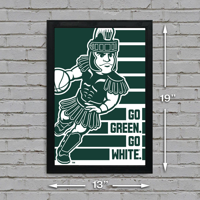 Limited Edition Michigan State Spartans Go Green Go White Basketball Poster - Gifts for Mich State Spartans Fans - Poster Art Print 13x19"