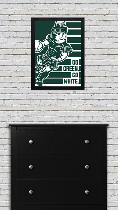Limited Edition Michigan State Spartans Go Green Go White Basketball Poster - Gifts for Mich State Spartans Fans - Poster Art Print 13x19"
