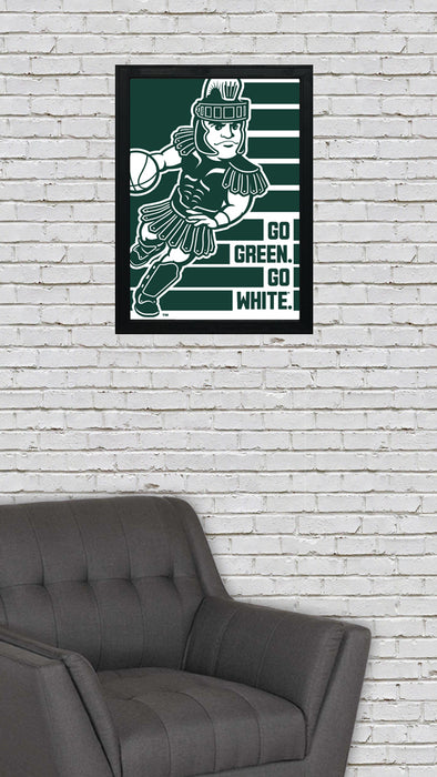 Limited Edition Michigan State Spartans Go Green Go White Basketball Poster - Gifts for Mich State Spartans Fans - Poster Art Print 13x19"