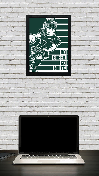 Limited Edition Michigan State Spartans Go Green Go White Basketball Poster - Gifts for Mich State Spartans Fans - Poster Art Print 13x19"