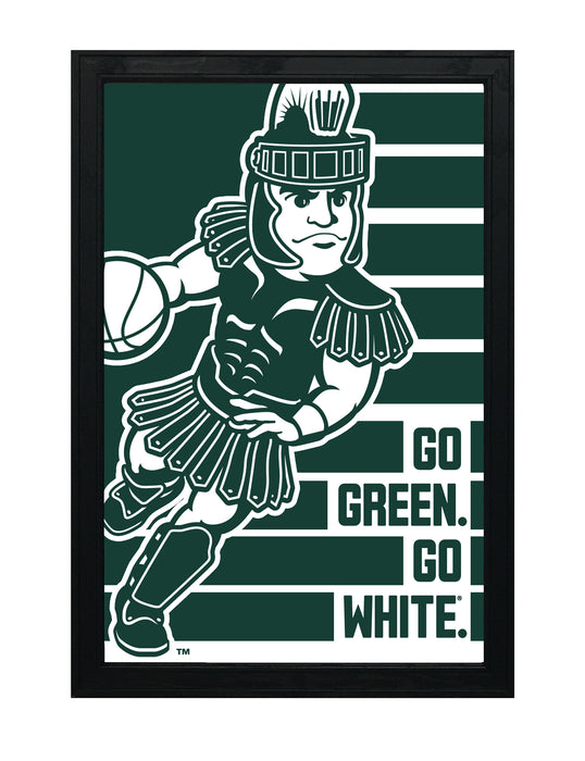 Limited Edition Michigan State Spartans Go Green Go White Basketball Poster - Gifts for Mich State Spartans Fans - Poster Art Print 13x19"
