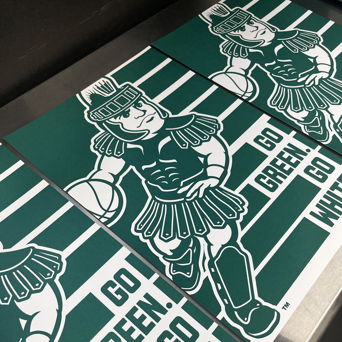 Limited Edition Michigan State Spartans Go Green Go White Basketball Poster - Gifts for Mich State Spartans Fans - Poster Art Print 13x19"