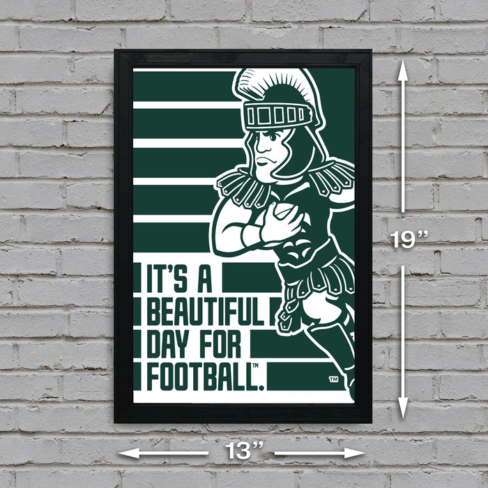 Limited Edition Michigan State Spartans It's A Beautiful Day For Football Poster - Gifts for Mich State Spartans Fans - Poster Art Print 13x19"