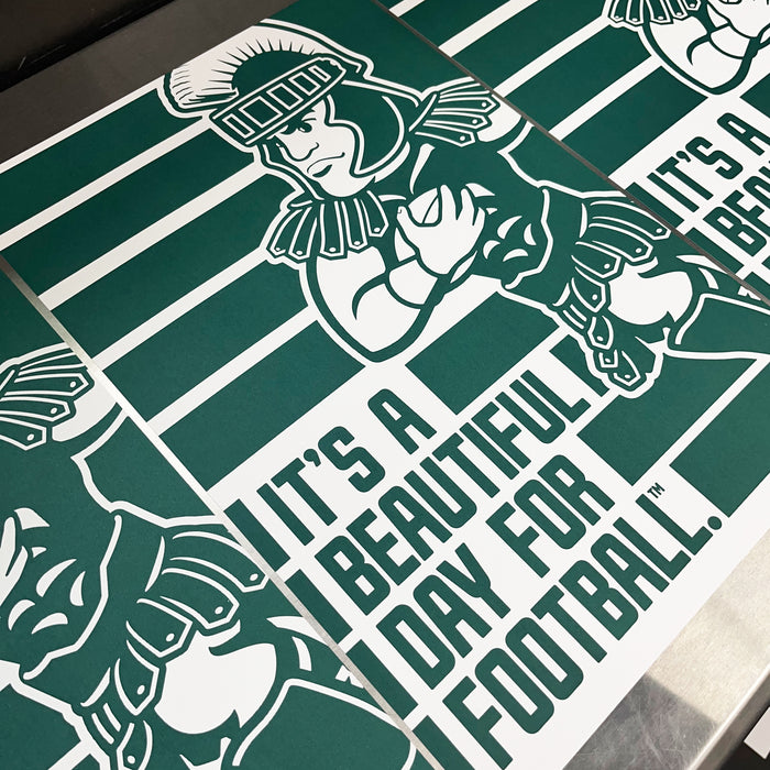 Limited Edition Michigan State Spartans It's A Beautiful Day For Football Poster - Gifts for Mich State Spartans Fans - Poster Art Print 13x19"