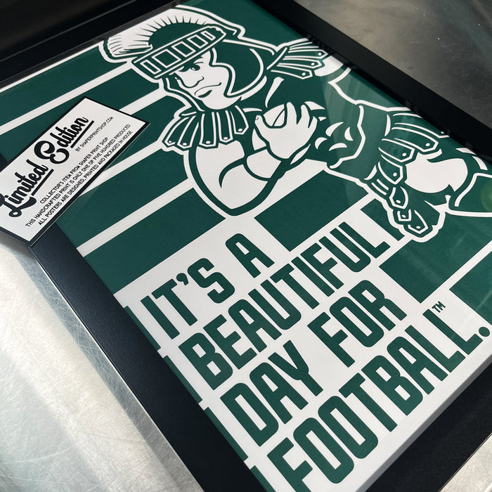 Limited Edition Michigan State Spartans It's A Beautiful Day For Football Poster - Gifts for Mich State Spartans Fans - Poster Art Print 13x19"