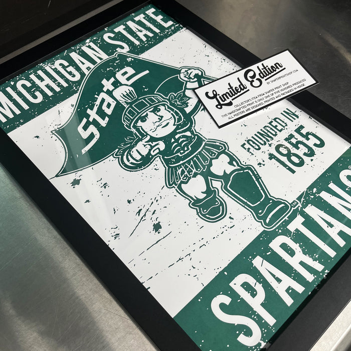Limited Edition Michigan State Sparty Mascot Poster - Gifts for Mich State Spartans Fans - Poster Art Print 13x19"