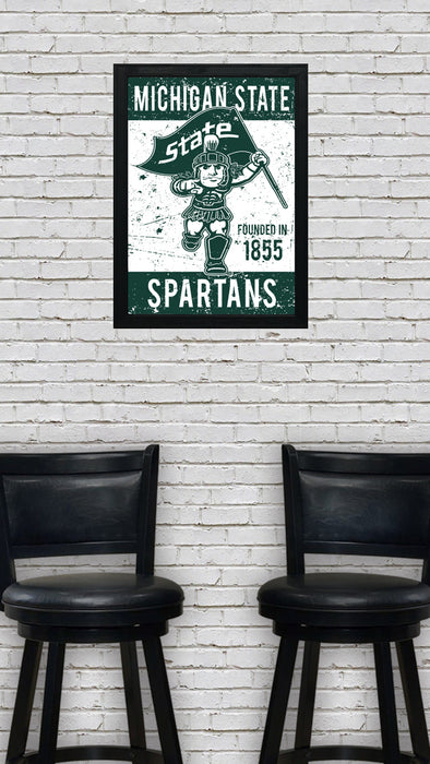 Limited Edition Michigan State Sparty Mascot Poster - Gifts for Mich State Spartans Fans - Poster Art Print 13x19"