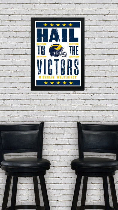 Limited Edition Michigan Wolverines Hail to the Victors Poster - Letterpress Print Art - 13x19"