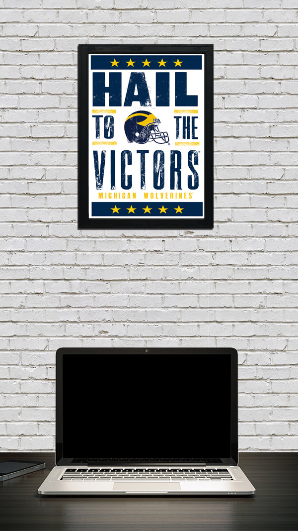 Limited Edition Michigan Wolverines Hail to the Victors Poster - Letterpress Print Art - 13x19"