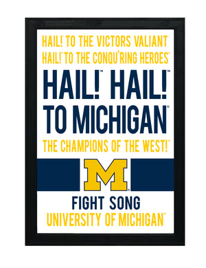 Limited Edition Michigan Wolverines Fight Song Poster - Hail to the Victors Print Art - 13x19"