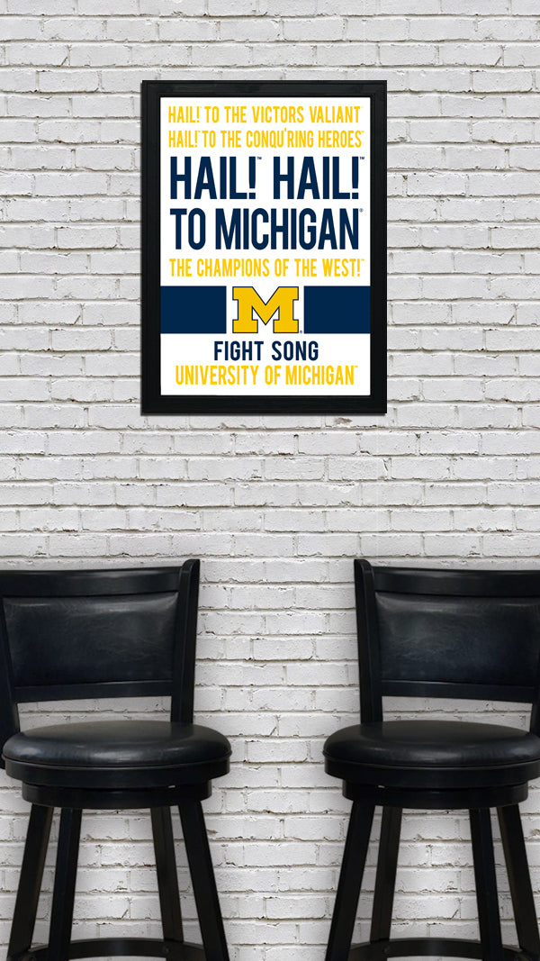 Limited Edition Michigan Wolverines Fight Song Poster - Hail to the Victors Print Art - 13x19"