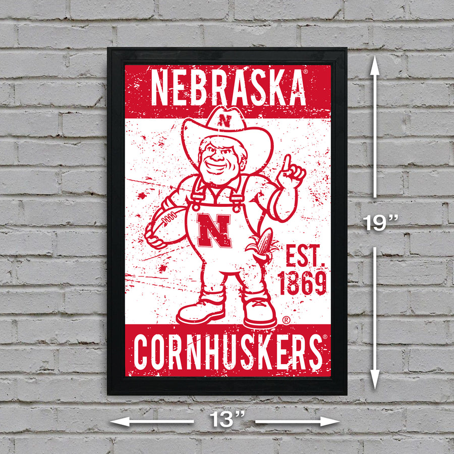 Limited Edition Nebraska Cornhuskers Herbie Husker Mascot Poster - Gift for Husker Fans Art Print - 13x19"
