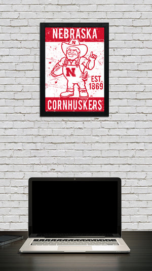 Limited Edition Nebraska Cornhuskers Herbie Husker Mascot Poster - Gift for Husker Fans Art Print - 13x19"