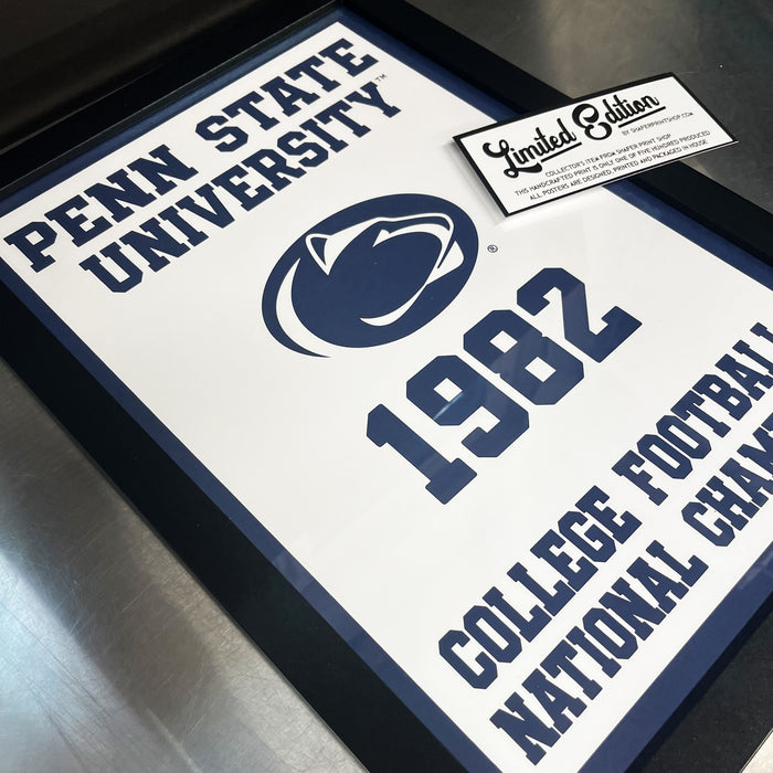 Limited Edition 1982 Penn State College Football National Championship Poster - Nittany Lions Print Art - 13x19"