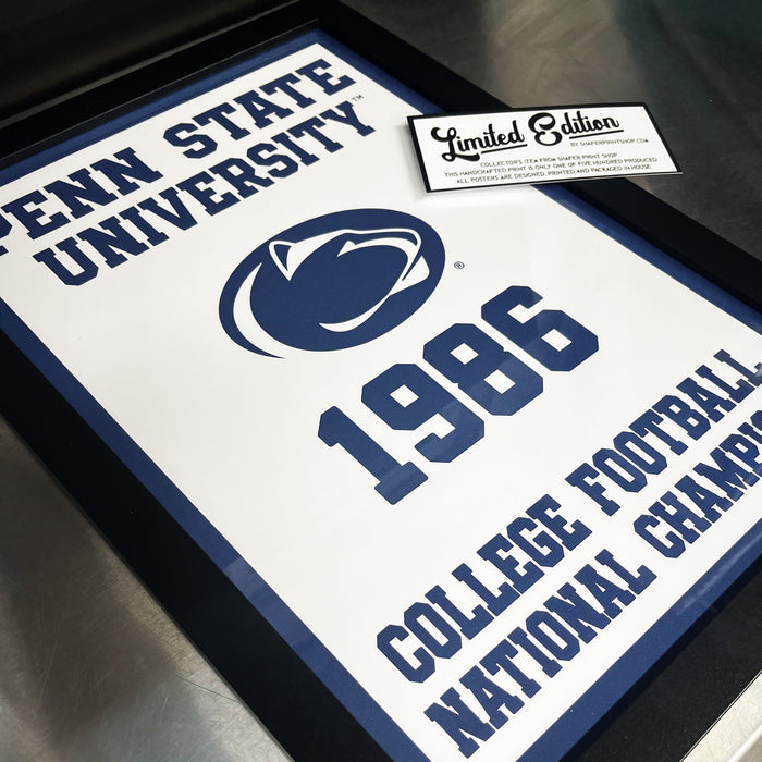 Limited Edition 1986 Penn State College Football National Championship Poster - Nittany Lions Print Art - 13x19"