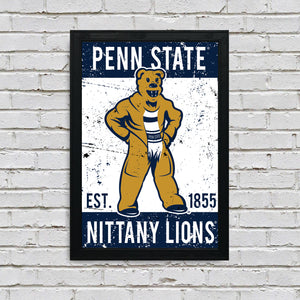 Limited Edition Penn State Mascot Poster - Vintage Nittany Lions Print Art - 13x19"