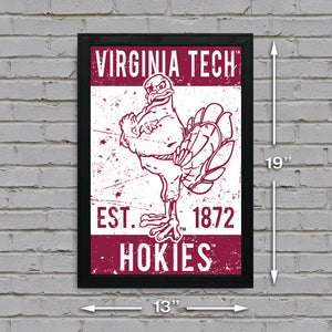 Limited Edition Virginia Tech Hokie Bird Vintage Poster Art Print