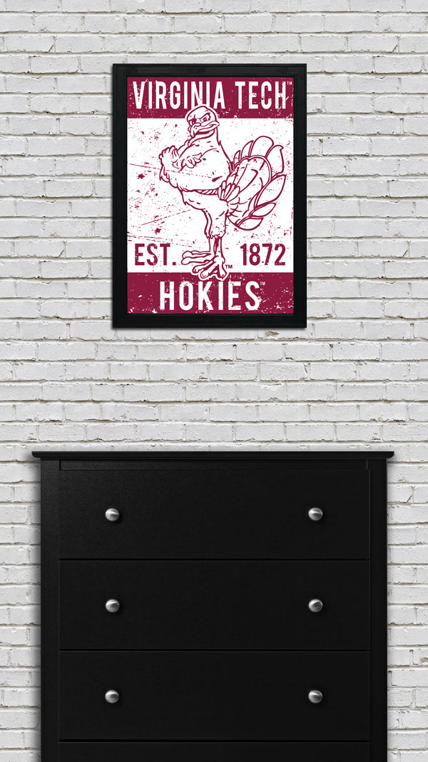 Limited Edition Virginia Tech Hokie Bird Vintage Poster Art Print