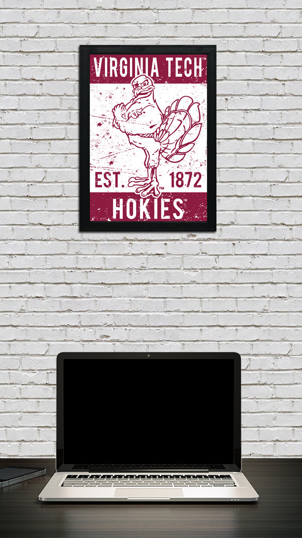 Limited Edition Virginia Tech Hokie Bird Vintage Poster Art Print