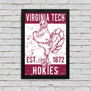 Limited Edition Virginia Tech Hokie Bird Vintage Poster Art Print