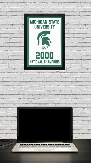 Limited Edition Michigan State 2000 National Championship Basketball Banner Poster - Gifts for Mich State Spartans Fans - Poster Art Print 13x19"