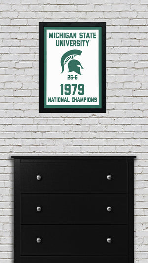 Limited Edition Michigan State 1979 National Championship Basketball Banner Poster - Gifts for Mich State Spartans Fans - Poster Art Print 13x19"