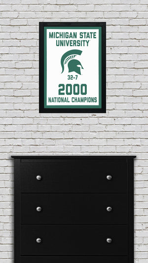 Limited Edition Michigan State 2000 National Championship Basketball Banner Poster - Gifts for Mich State Spartans Fans - Poster Art Print 13x19"