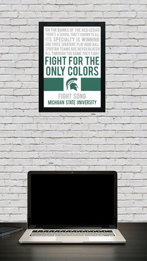 Limited Edition Michigan State Fight Song Poster - Fight For The Only Colors Print Art - 13x19"