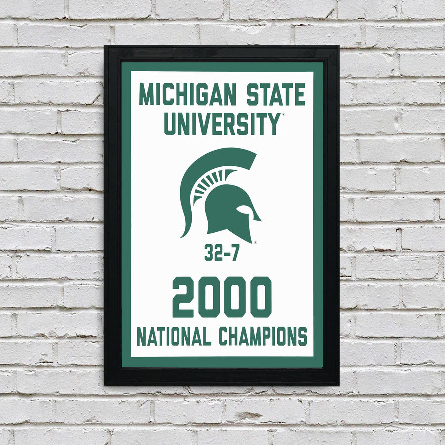 Limited Edition Michigan State 2000 National Championship Basketball Banner Poster - Gifts for Mich State Spartans Fans - Poster Art Print 13x19"