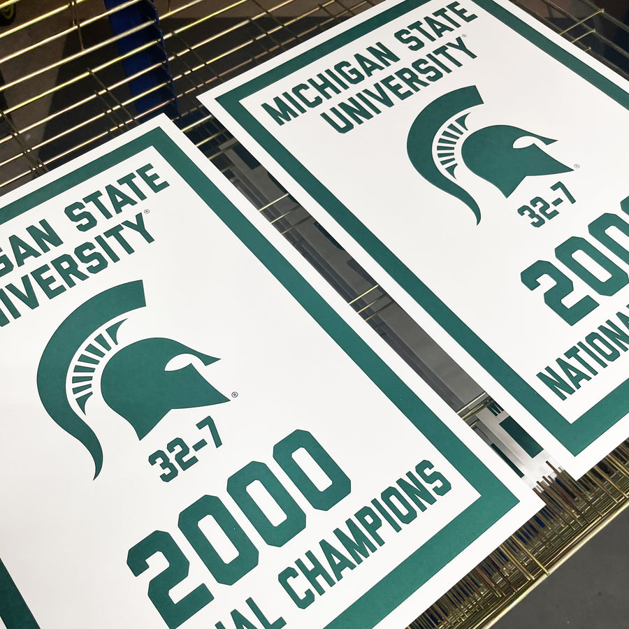 Limited Edition Michigan State 2000 National Championship Basketball Banner Poster - Gifts for Mich State Spartans Fans - Poster Art Print 13x19"