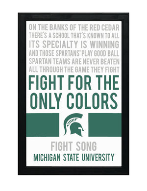 Limited Edition Michigan State Fight Song Poster - Fight For The Only Colors Print Art - 13x19"