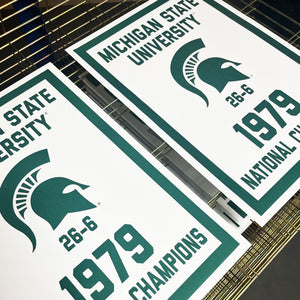 Limited Edition Michigan State 1979 National Championship Basketball Banner Poster - Gifts for Mich State Spartans Fans - Poster Art Print 13x19"