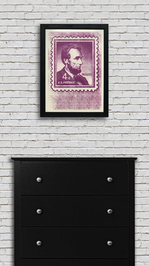 Limited Edition Abraham Lincoln Poster - 1954 US Postage Stamp Art - 13x19"