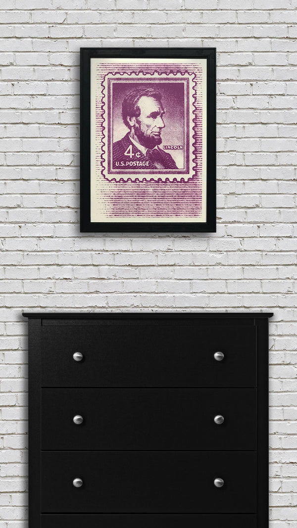 Limited Edition Abraham Lincoln Poster - 1954 US Postage Stamp Art - 13x19"