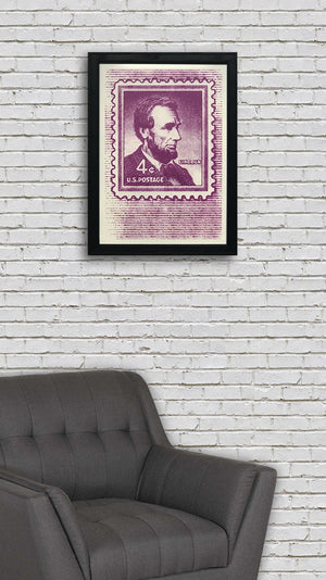 Limited Edition Abraham Lincoln Poster - 1954 US Postage Stamp Art - 13x19"