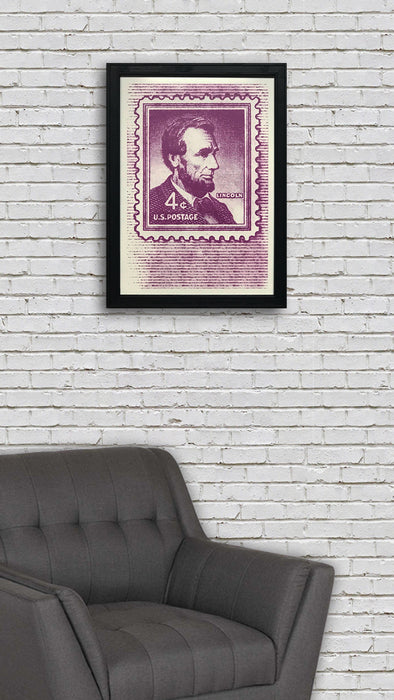 Limited Edition Abraham Lincoln Poster - 1954 US Postage Stamp Art - 13x19"