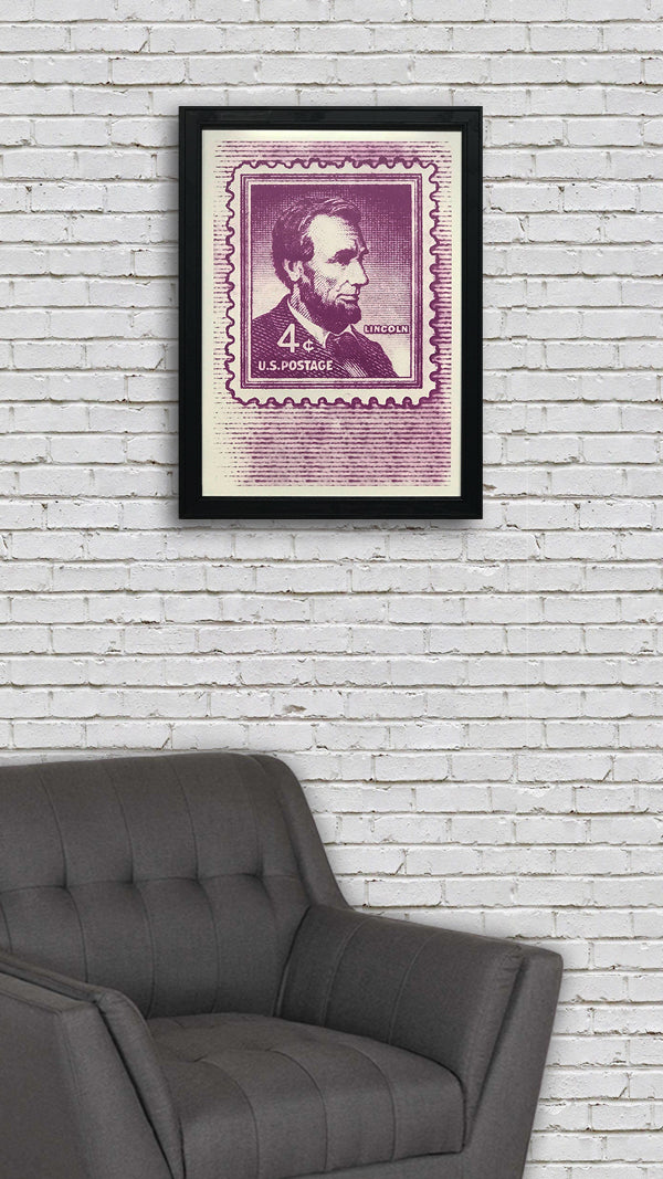 Limited Edition Abraham Lincoln Poster - 1954 US Postage Stamp Art - 13x19"