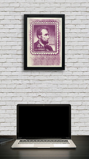 Limited Edition Abraham Lincoln Poster - 1954 US Postage Stamp Art - 13x19"