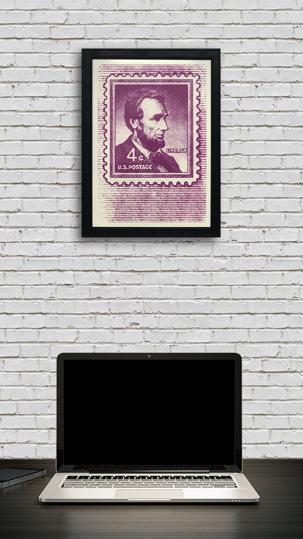 Limited Edition Abraham Lincoln Poster - 1954 US Postage Stamp Art - 13x19"