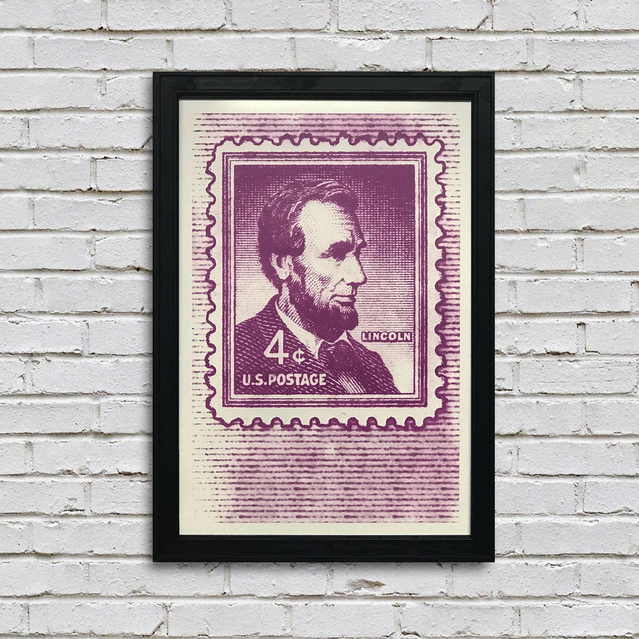 Limited Edition Abraham Lincoln Poster - 1954 US Postage Stamp Art - 13x19"