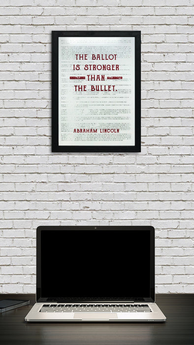 Limited Edition Abraham Lincoln Art Poster - Ballot Stronger than Bullet Quote Red - 13x19"