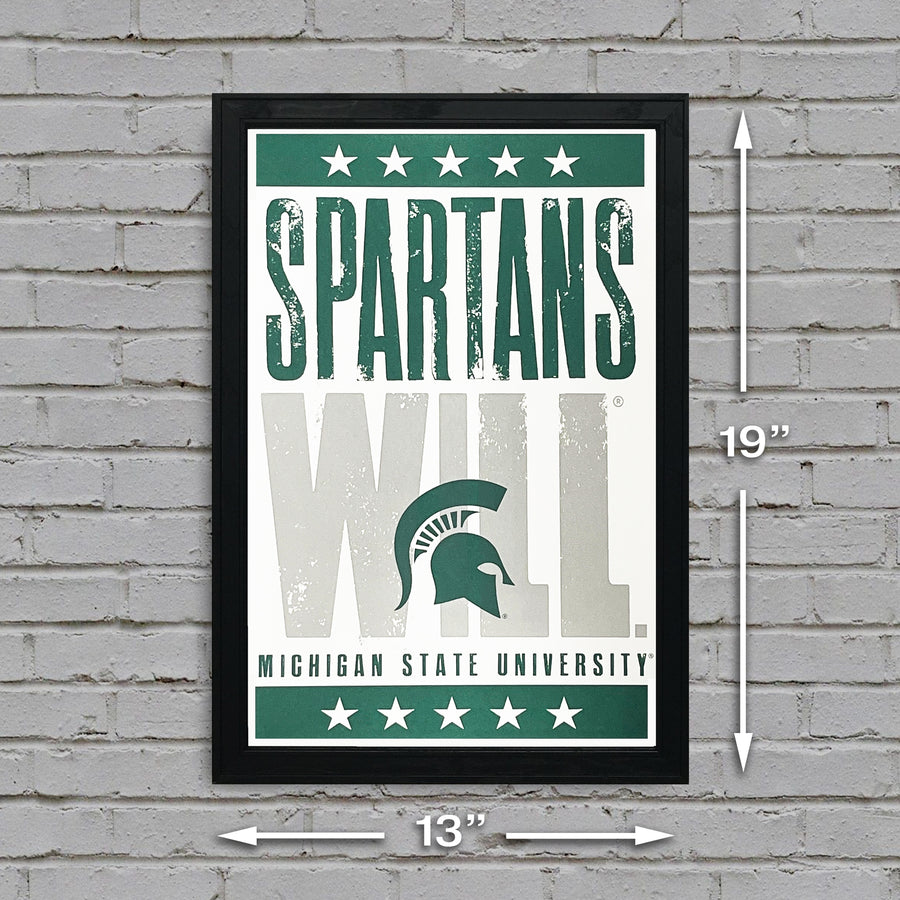 Limited Edition Michigan State Poster - Spartans Will Letterpress - Mich St Spartans Poster Art Print 13x19"