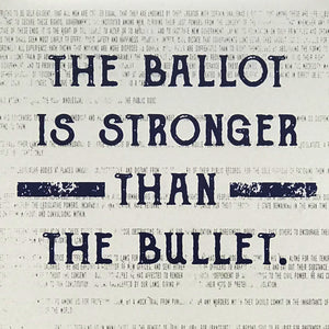 Limited Edition Abraham Lincoln Poster Art - Ballot Stronger than Bullet Quote Blue and Red - 13x19"